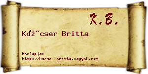 Kácser Britta névjegykártya